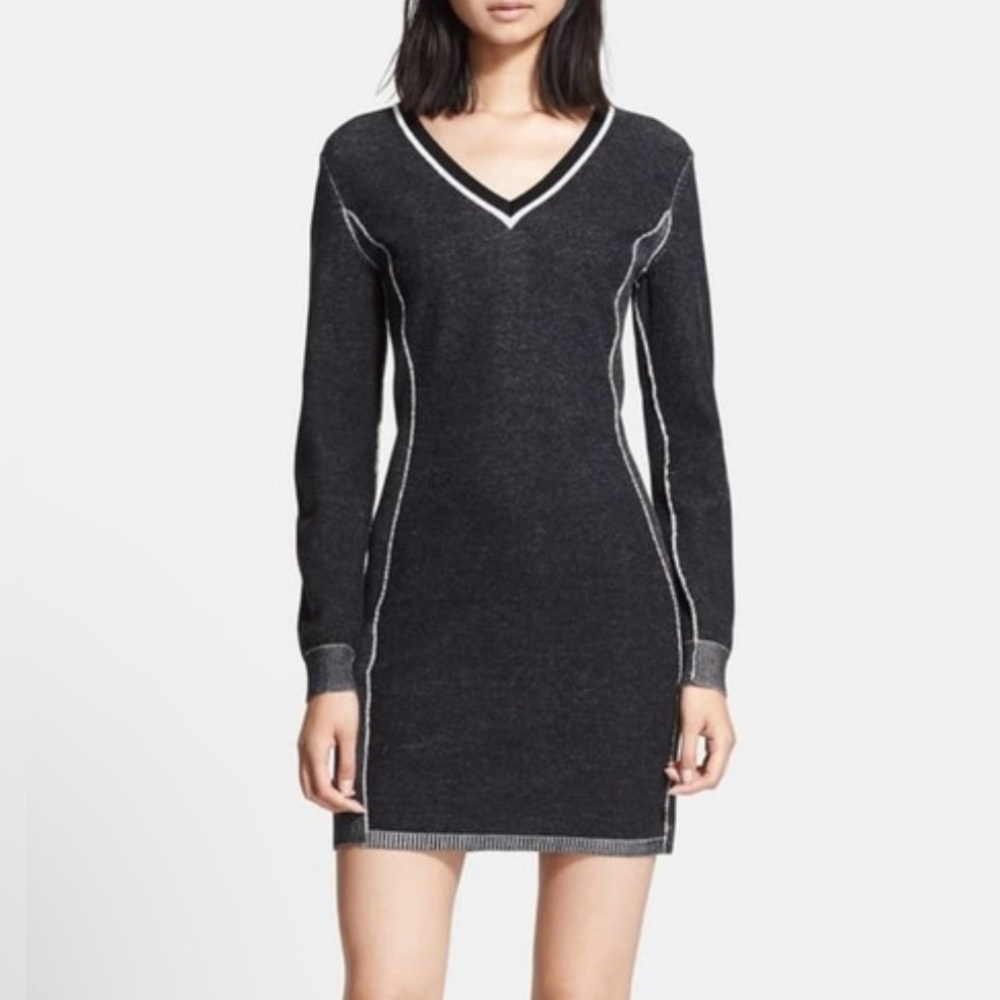 Rag & Bone Charcoal and Black Long Sleeve Sweater Mini Dress - Size S